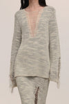 SWAYING/KNIT V-neck floating jumper SW23AW1T47 off-white